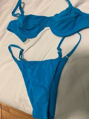 Turquoise Blue Underwire Bikini Set - Women Swim Bikini